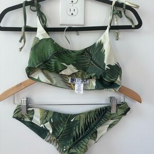 BR/SCF Green Tropical Leaf Bikini Set